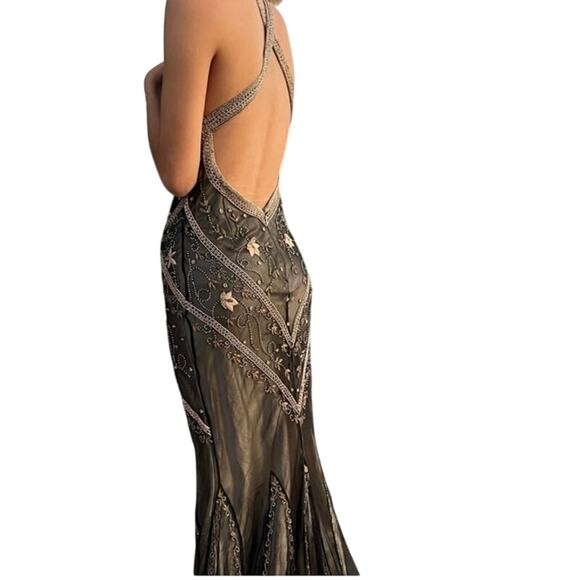 Vintage cache beaded down y2k prom dress sz 4 - Picture 3 of 10